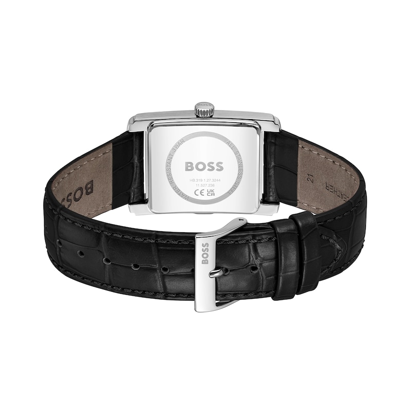 Men's Hugo Boss Principle Stainless Steel Dress Watch with Black Dial and Black Leather Strap (Model: 1514277)