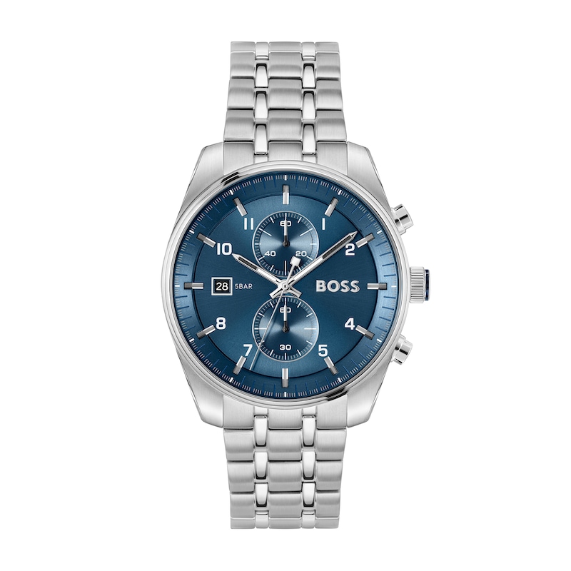 Men's Hugo Boss Skytraveller Stainless Steel Chronograph Watch with Blue Dial (Model: 1514216)
