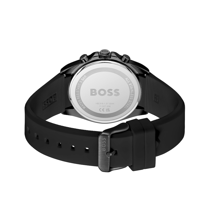 Men's Hugo Boss Chrono Black IP Stainless Steel Watch with Black Silicone Strap (Model: 1514289)