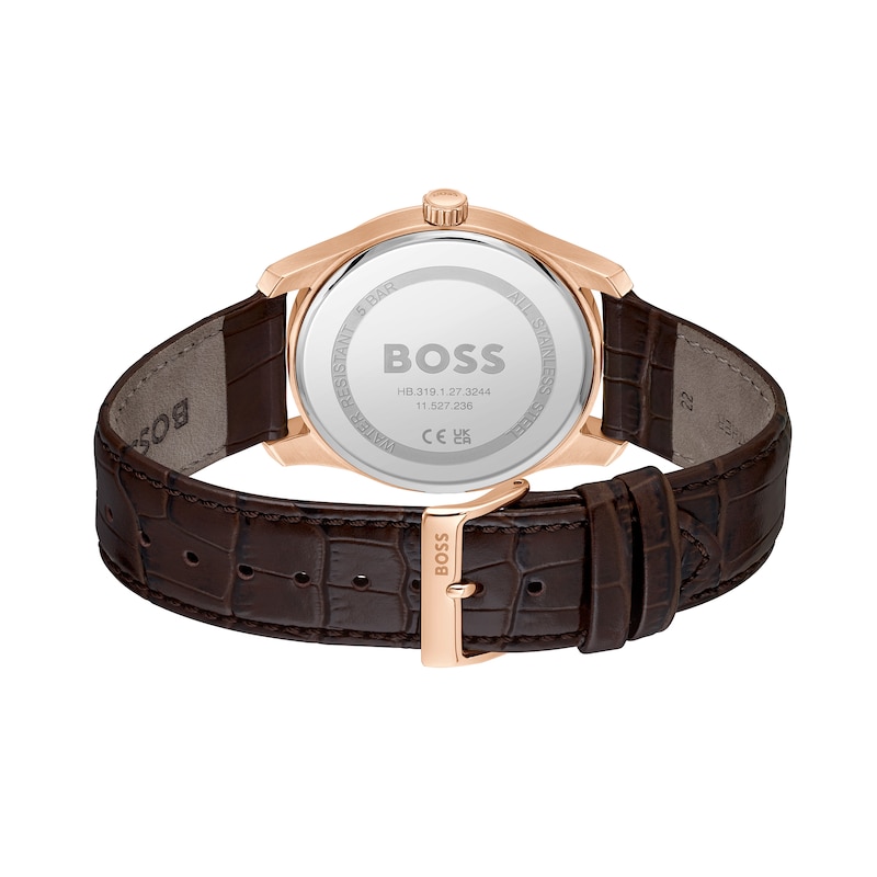 Men's Hugo Boss Principle Master Gold-Tone Stainless Steel Watch with Blue Dial (Model: 1514273)