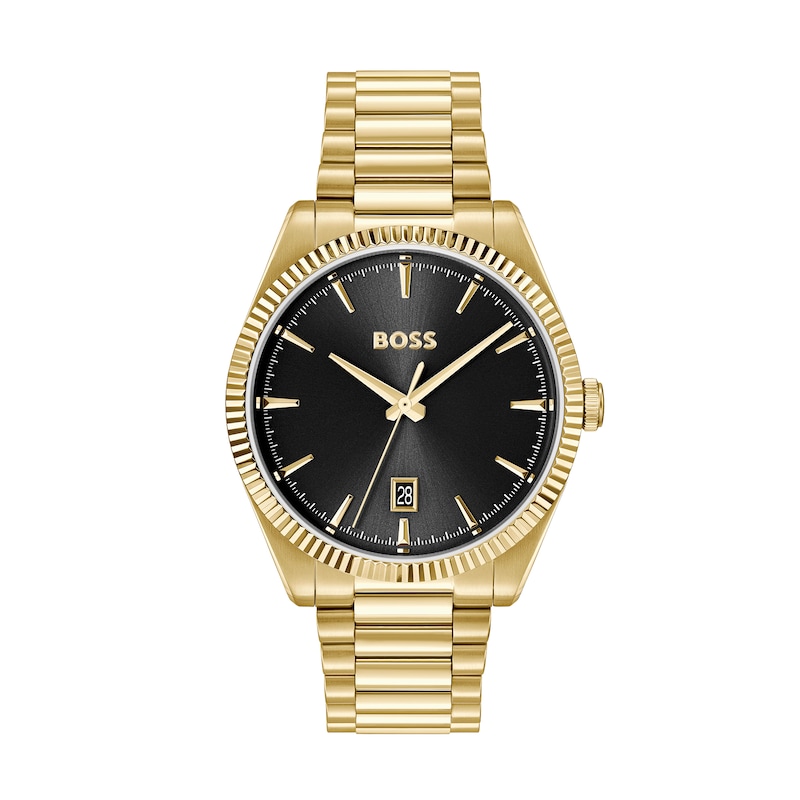 Men's Hugo Boss Cheswick Gold-Tone Stainless Steel Watch with Black Dial (Model: 1514312)