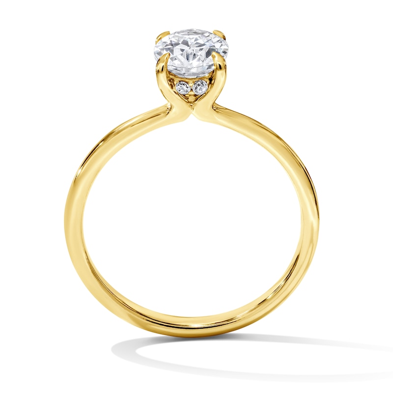 1.06 CT. T.W. Oval Certified Center Diamond Solitaire Engagement Ring 18K Gold (F/SI2)