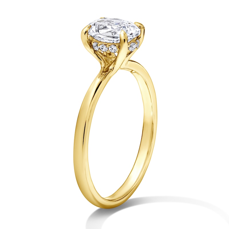 1.06 CT. T.W. Oval Certified Center Diamond Solitaire Engagement Ring 18K Gold (F/SI2)