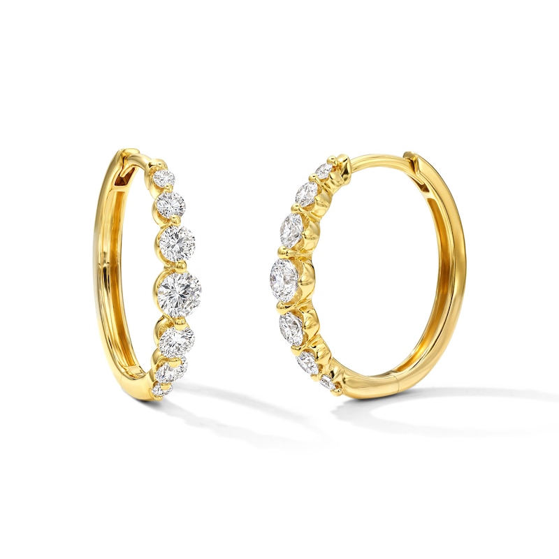 1.00 CT. T.W. Lab-Grown Diamond Graduated Hoop Earrings in 10K Gold (F/VS2)