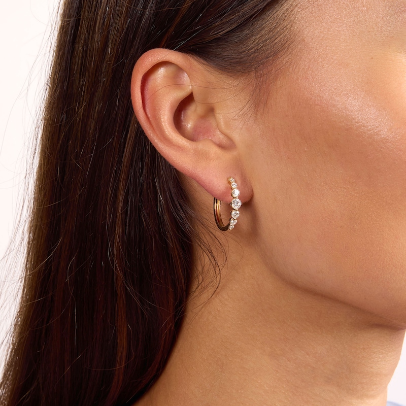 Shooting Star 1.00 CT. T.W. Lab-Grown Diamond Graduated Hoop Earrings in 10K Gold (F/VS2)