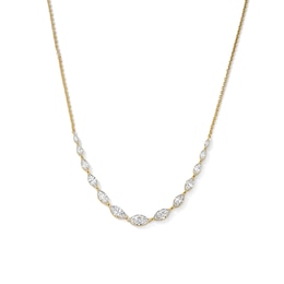 2.00 CT. T.W. Marquise-Cut Lab-Grown Diamond Graduated Necklace in Sterling Silver with 10K Yellow Gold Plate (F/VS2) - 18"