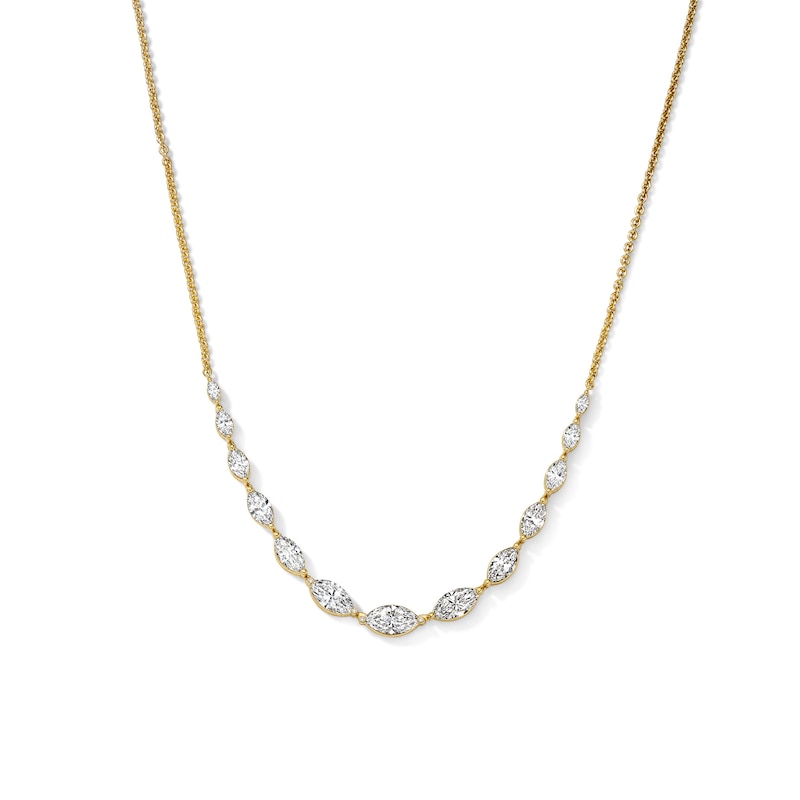 2.00 CT. T.W. Marquise-Cut Lab-Grown Diamond Graduated Necklace in Sterling Silver with 10K Yellow Gold Plate (F/VS2) - 18"