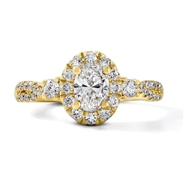 1.00 CT. T.W. Certified Oval Lab-Grown Diamond Frame Engagement Ring in 10K Gold (F/VS2)