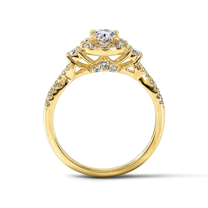 1.00 CT. T.W. Certified Oval Lab-Grown Diamond Frame Engagement Ring in 10K Gold (F/VS2)