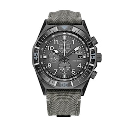 Men's Citizen Nighthawk Sport Casual Chrono Gray Stainless Watch with Gray Dial and Gray Nylon Strap (CA0897-04H)