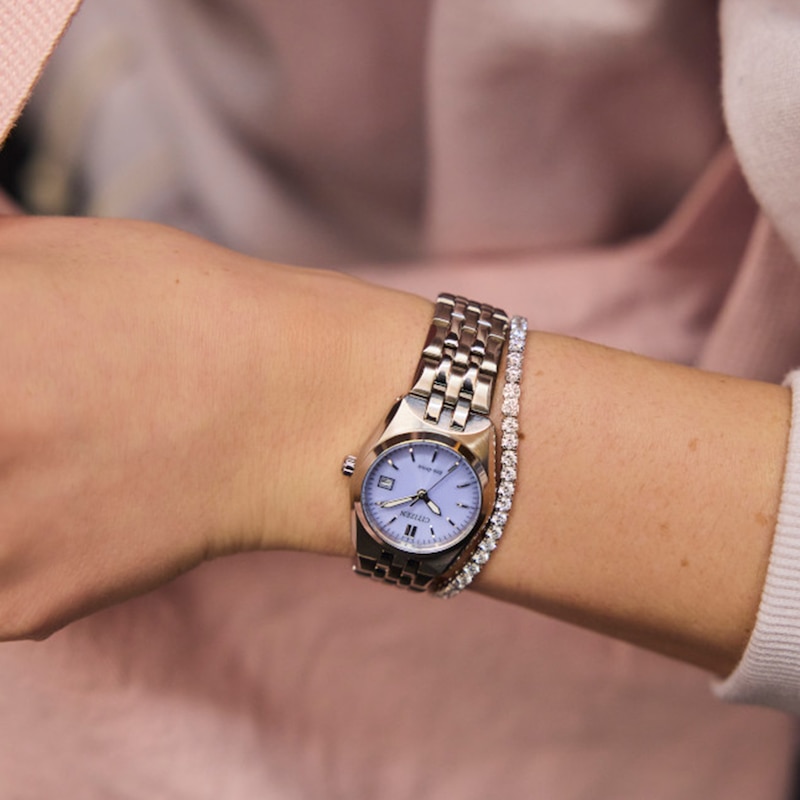Ladies' Citizen Corso Stainless Steel Watch with Light Purple Dial (EW2291-51Z)
