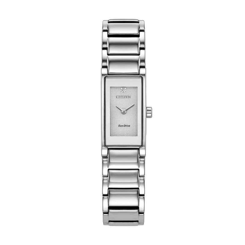 Ladies' Citizen Axiom Stainless Steel Watch with Silver-Tone Dial and Diamond Accent (EG7051-51A)
