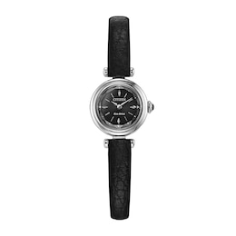 Ladies' Citizen Fio Stainless Steel Watch with Black Dial and Leather Strap (EG7081-00E)