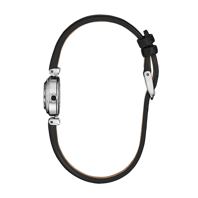 Ladies' Citizen Fio Stainless Steel Watch with Black Dial and Leather Strap (EG7081-00E)