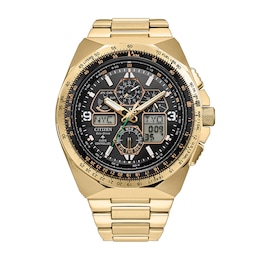 Men's Citizen Skyhawk Limited Edition Gold-Tone Stainless Steel Watch with Black Dial (JY8144-50E)