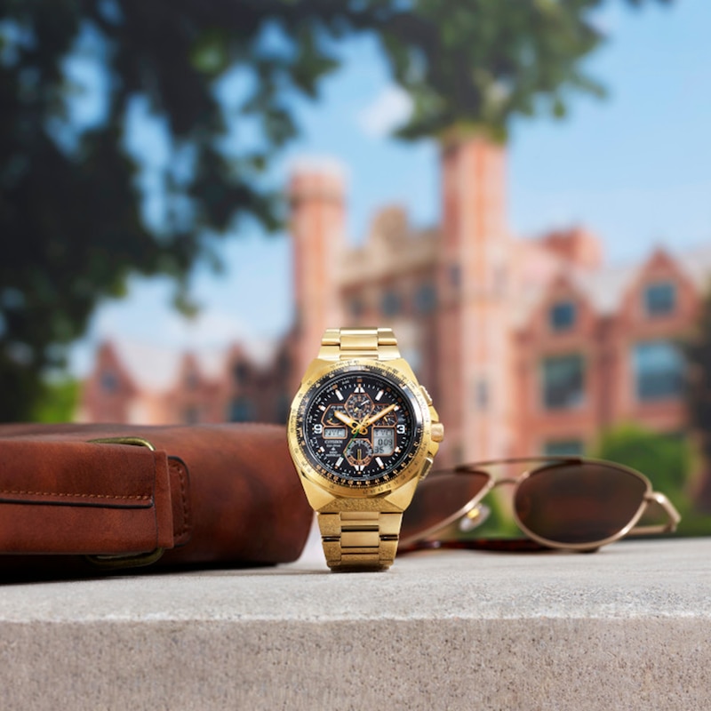Men's Citizen Skyhawk Limited Edition Gold-Tone Stainless Steel Watch with Black Dial (JY8144-50E)