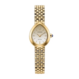 Ladies' Citizen L Rainell Gold-Tone Stainless Steel Watch with White Dial (EX1552-59A)