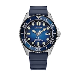 Men's Citizen Promaster Dive Stainless Steel Watch with Blue Dial and Blue Polyurethane Strap (BN0267-04L)