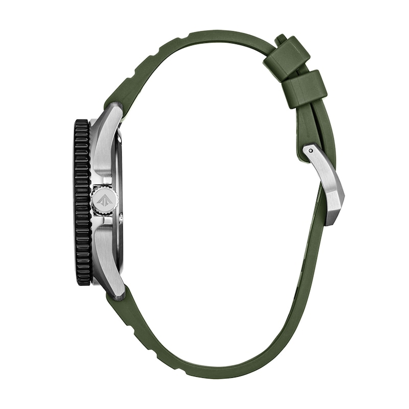 Men's Citizen Promaster Dive Stainless Steel Watch with White Dial and Green Polyurethane Strap (BN0265-00A)