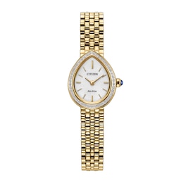 Ladies' Citizen Mini L Rainell Limited Edition Gold-Tone IP Stainless Steel Watch with White Dial (EX1542-52A)