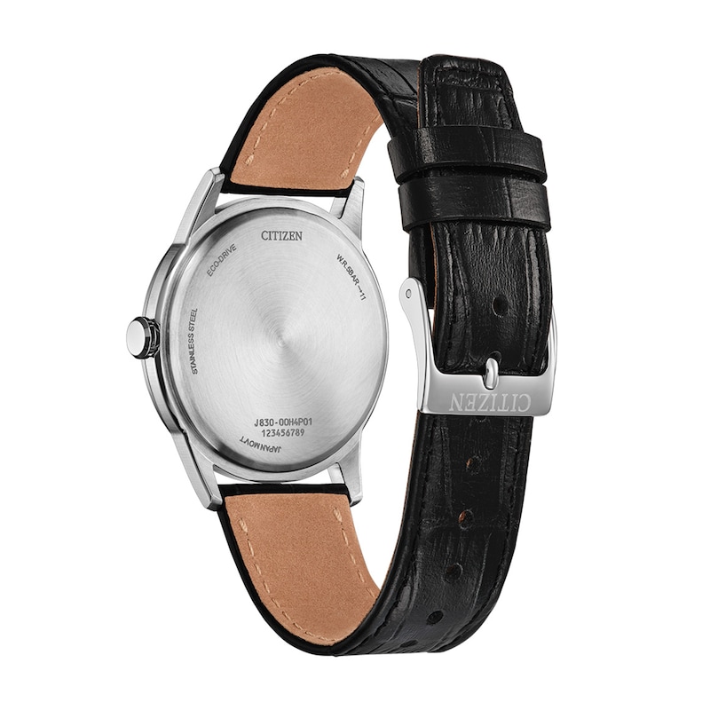 Citizen Rolan Stainless Steel Watch with Blue Dial and Black Leather Strap (FE7130-01L)