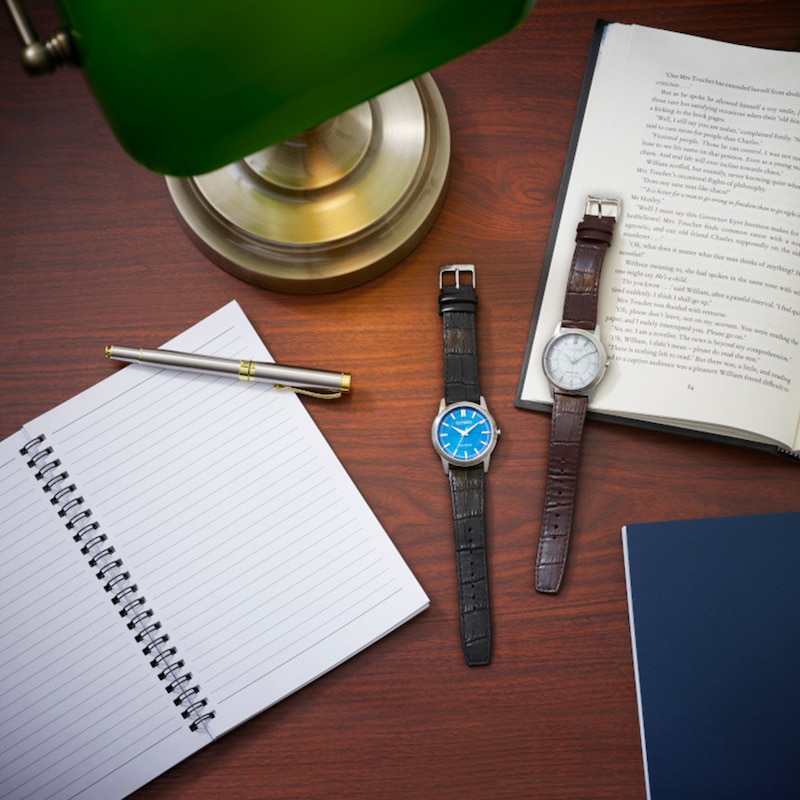 Citizen Rolan Stainless Steel Watch with Blue Dial and Black Leather Strap (FE7130-01L)