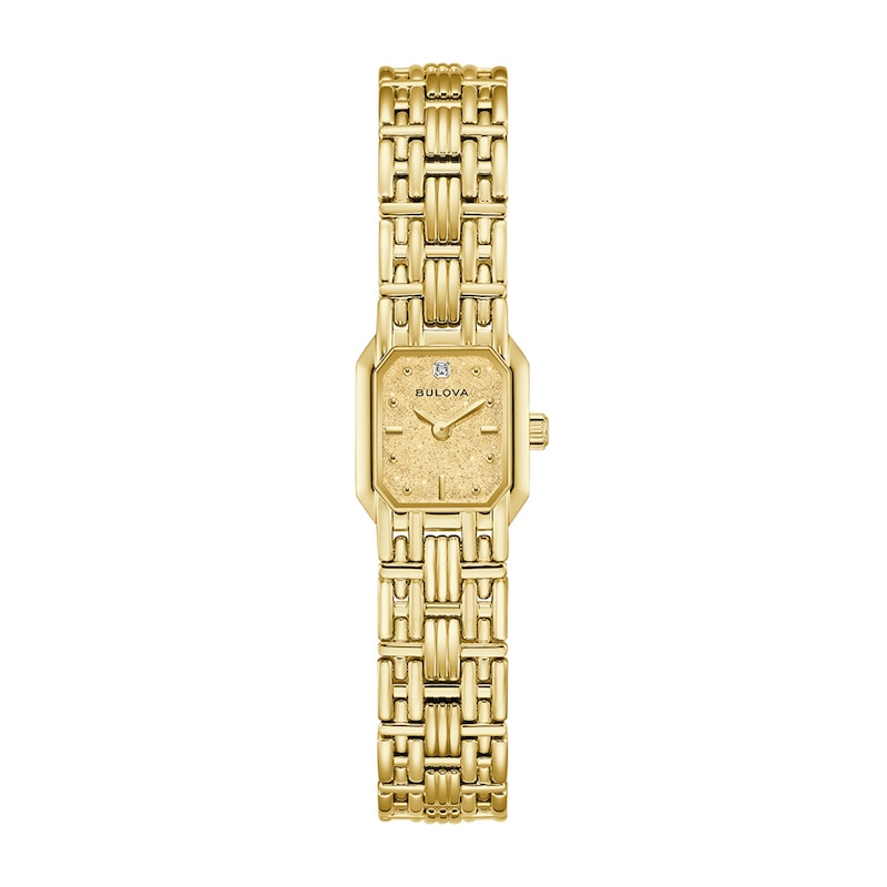 Ladies' Bulova Goddess Of Time Gold-Tone Stainless Steel Watch with Champagne Dial (97P184)