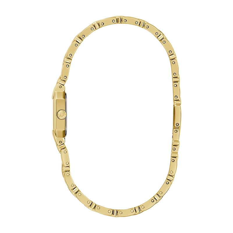 Ladies' Bulova Goddess Of Time Gold-Tone Stainless Steel Watch with Champagne Dial (97P184)