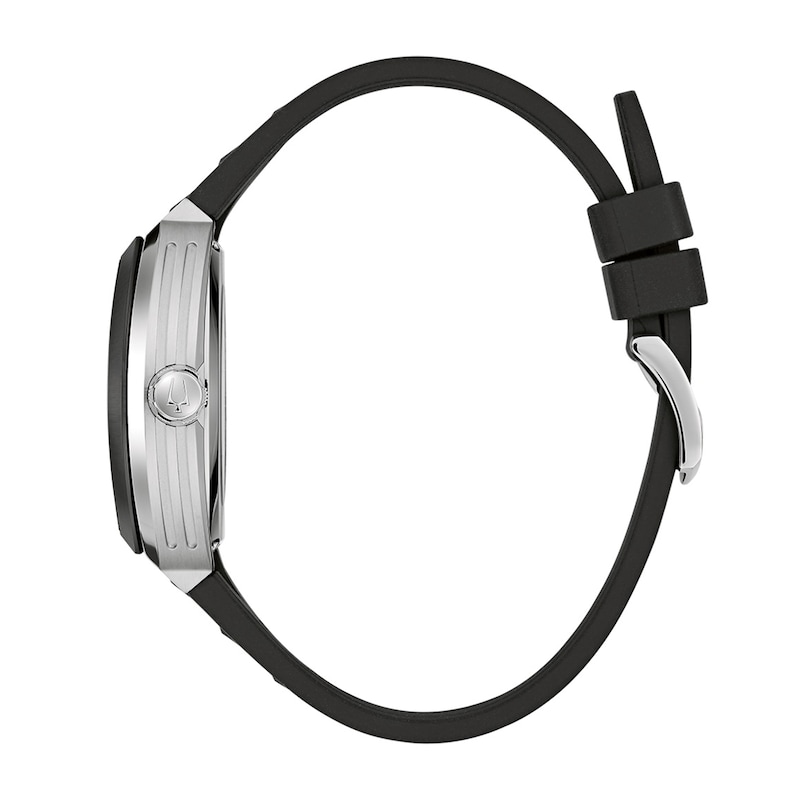 Men's Bulova Maquina Automatic Stainless Steel Watch with Gray Dial and Black Silicone Bracelet (98A346)