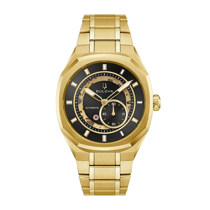Men's Bulova Surveyor Automatic Gold-Tone Stainless Steel Watch with Black Dial (97A204)