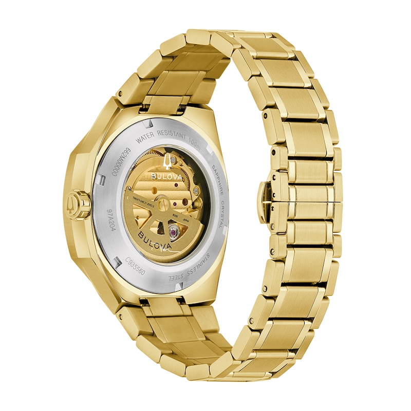 Men's Bulova Surveyor Automatic Gold-Tone Stainless Steel Watch with Black Dial (97A204)