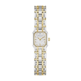 Ladies' Bulova Goddess Of Time Two-Tone Stainless Steel Watch with Silver-White Dial (98P237)