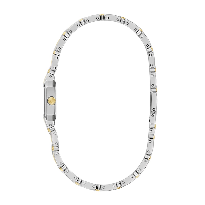 Ladies' Bulova Goddess Of Time Two-Tone Stainless Steel Watch with Silver-White Dial (98P237)
