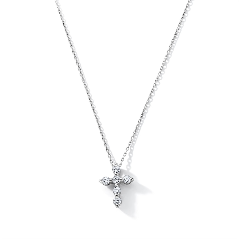 0.30 CT. T.W. Lab-Grown Diamond Cross Necklace in Sterling Silver (F/SI2) - 18"