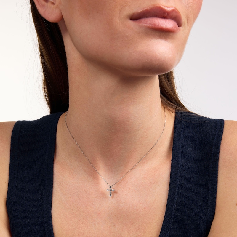 0.30 CT. T.W. Lab-Grown Diamond Cross Necklace in Sterling Silver (F/SI2) - 18"