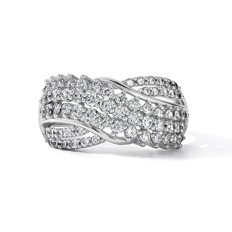 1.00 CT.T.W. Lab-Grown Diamond Multi-Row Wave Fashion Ring in Sterling Silver (F/SI2)