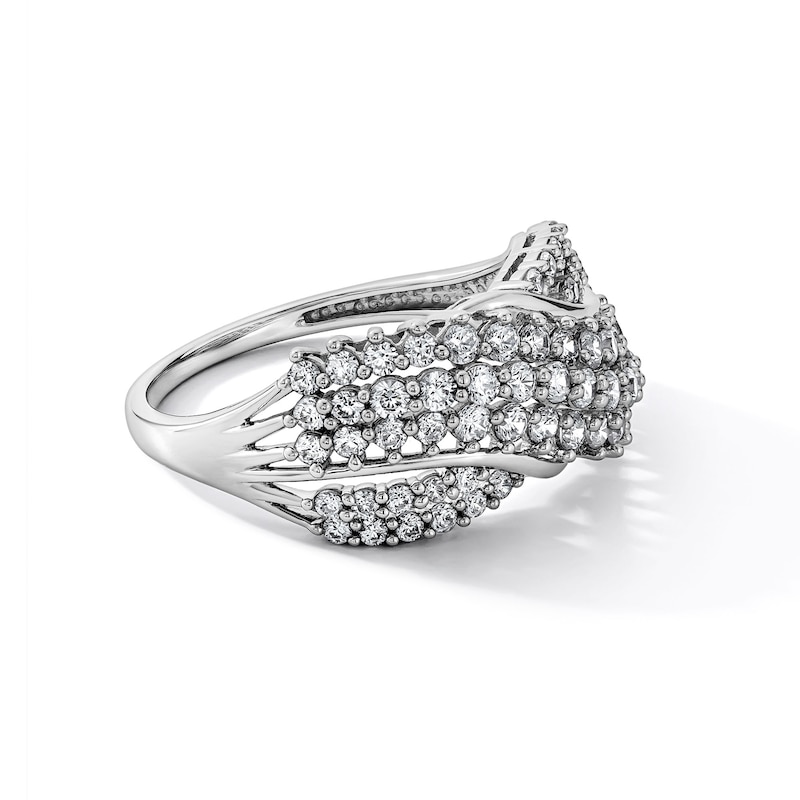 1.00 CT.T.W. Lab-Grown Diamond Multi-Row Wave Fashion Ring in Sterling Silver (F/SI2)