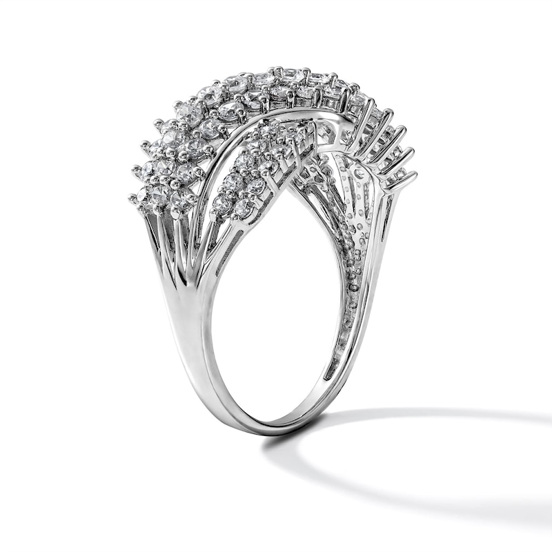 1.00 CT.T.W. Lab-Grown Diamond Multi-Row Wave Fashion Ring in Sterling Silver (F/SI2)