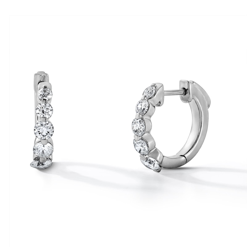 1.00 CT. T.W. Lab-Grown Diamond Graduated Five-Stone Hoop Earrings in Sterling Silver (F/SI2)