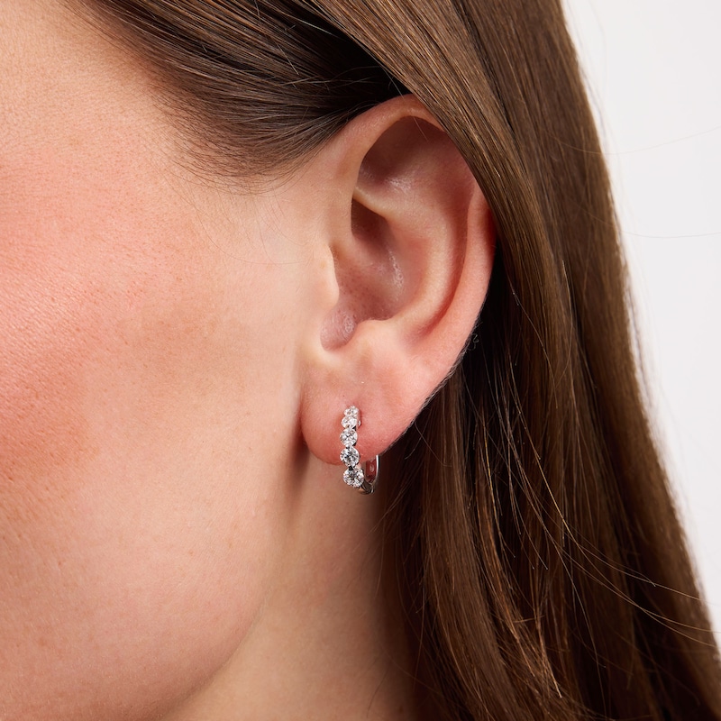 1.00 CT. T.W. Lab-Grown Diamond Graduated Five-Stone Hoop Earrings in Sterling Silver (F/SI2)