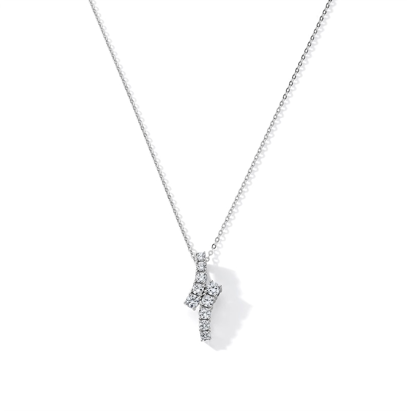 1.00 CT. T.W. Lab-Grown Diamond Graduated Bypass Necklace in Sterling Silver (F/VS2) - 18"