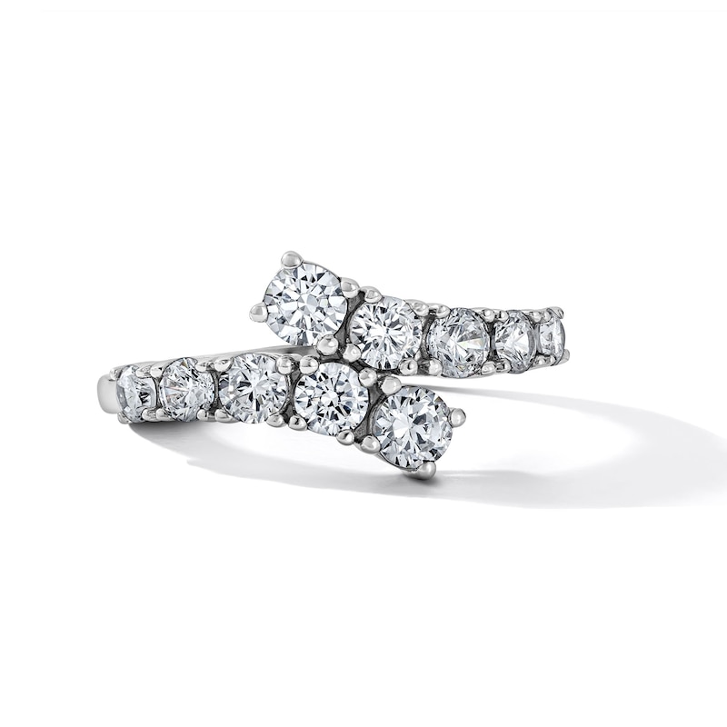 1.00 CT. T.W. Lab-Grown Diamond Graduated Bypass Fashion Ring in Sterling Silver (F/VS2)