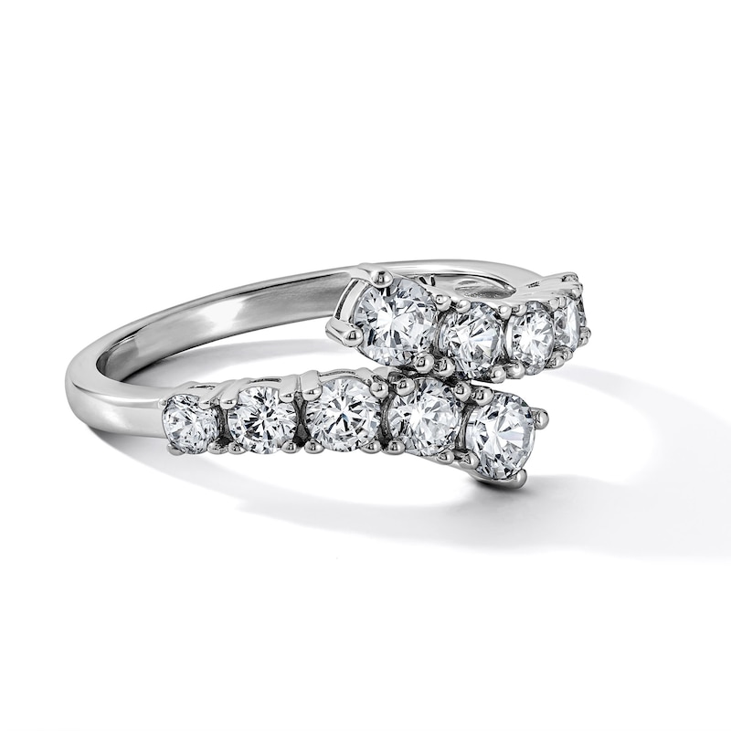 1.00 CT. T.W. Lab-Grown Diamond Graduated Bypass Fashion Ring in Sterling Silver (F/VS2)