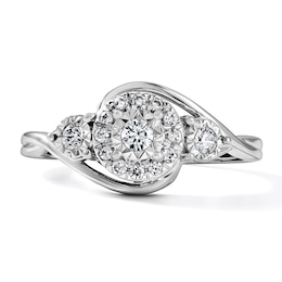 0.25 CT. T.W. Diamond Three-Stone Frame Engagement Ring in 10K White Gold