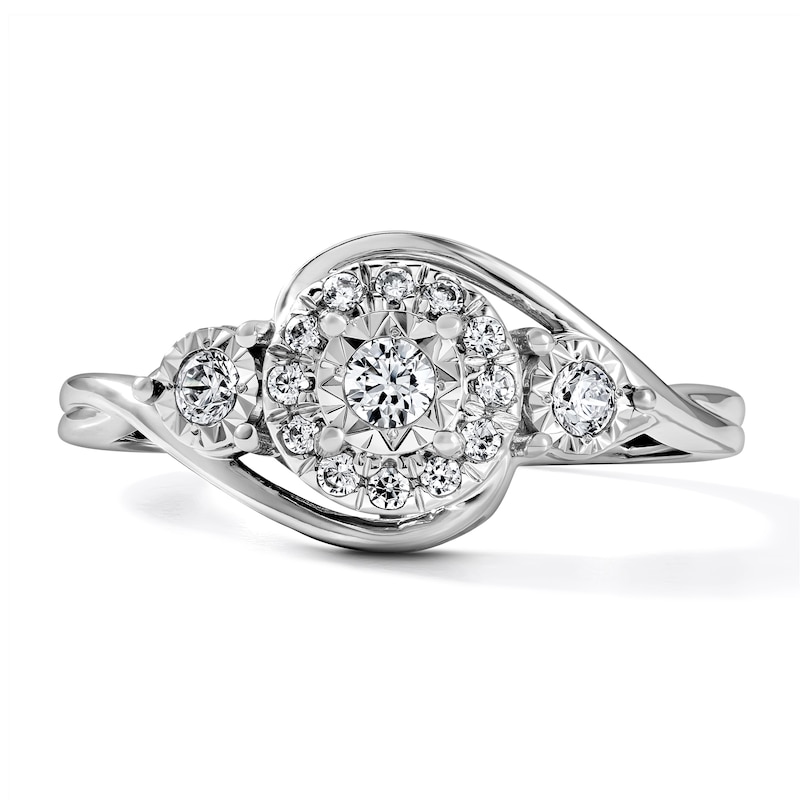 0.25 CT. T.W. Diamond Three-Stone Frame Engagement Ring in 10K White Gold