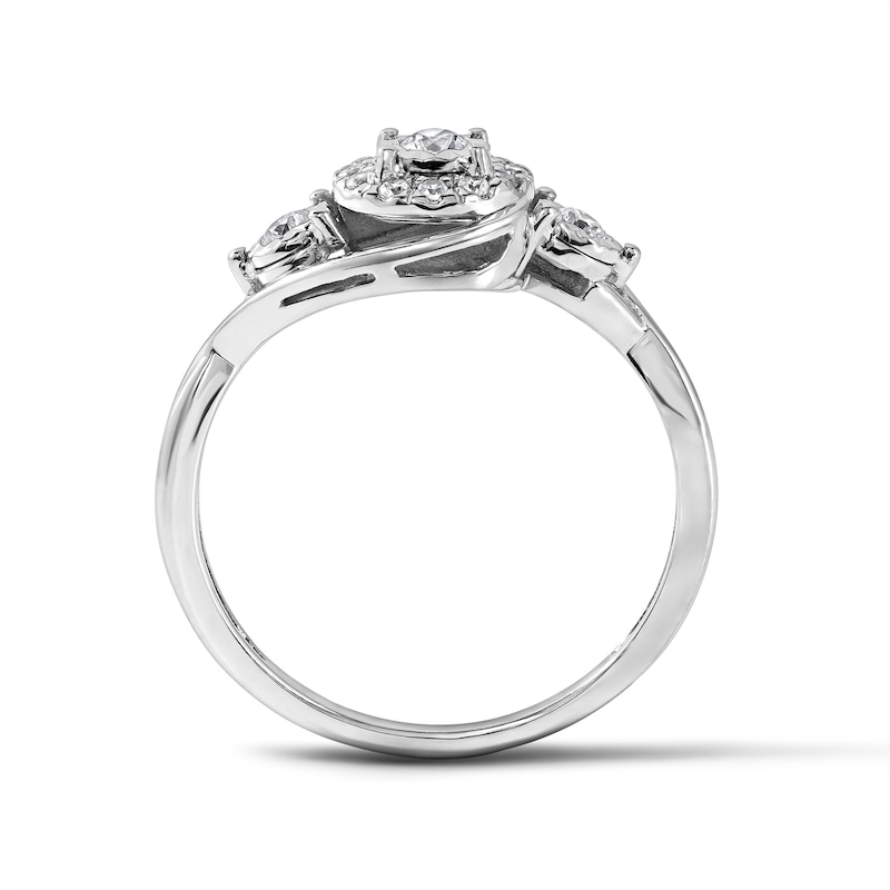 0.25 CT. T.W. Diamond Three-Stone Frame Engagement Ring in 10K White Gold