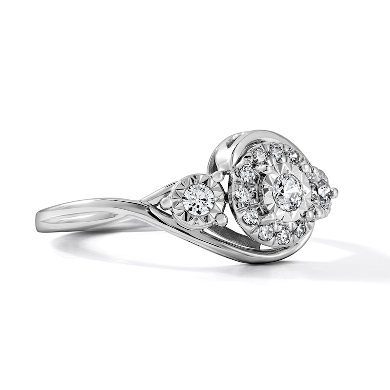 0.25 CT. T.W. Diamond Three-Stone Frame Engagement Ring in 10K White Gold