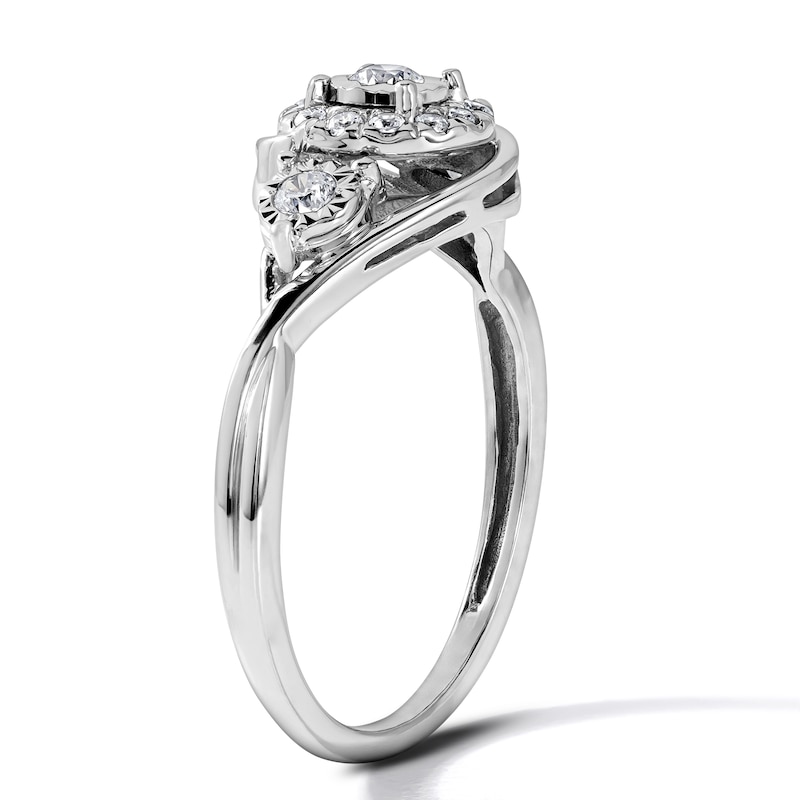 0.25 CT. T.W. Diamond Three-Stone Frame Engagement Ring in 10K White Gold