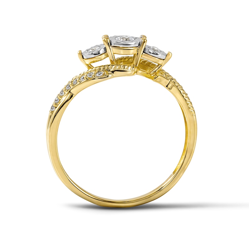 0.20 CT. T.W. Diamond Three-Stone Swirl Engagement Ring 10K Gold