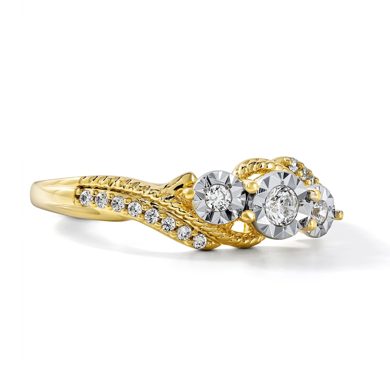 0.20 CT. T.W. Diamond Three-Stone Swirl Engagement Ring 10K Gold